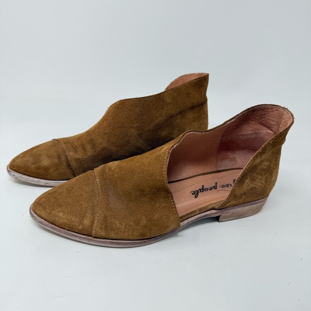 Free People Royale Flats Brown Suede Leather D’orsay Cut Out Slip On 36.5 (6)